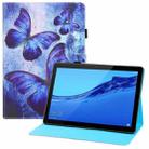 For Huawei MediaPad T5 Colored Drawing Horizontal Flip PU Leather Case with Holder & Card Slots & Wallet(Blue Butterflies) - 1