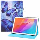 For Huawei Enjoy Tablet 2 10.1 / MatePad T 10s Colored Drawing Horizontal Flip PU Leather Case with Holder & Card Slots & Wallet(Blue Butterflies) - 1