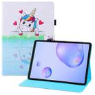 For Samsung Galaxy Tab A 8.4 2020 T307U Colored Drawing Horizontal Flip PU Leather Case with Holder & Card Slots & Wallet(Loving Unicorn) - 1