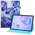 For Samsung Galaxy Tab A 8.4 2020 T307U Colored Drawing Horizontal Flip PU Leather Case with Holder & Card Slots & Wallet(Blue Butterflies) - 1