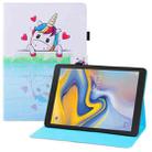 For Samsung Galaxy Tab A 8.0 (2018) T387 Colored Drawing Horizontal Flip PU Leather Case with Holder & Card Slots & Wallet(Loving Unicorn) - 1