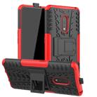 For OPPO Realme X Tire Texture TPU + PC Shockproof Case with Holder(Red) - 1