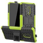 For OPPO Realme X Tire Texture TPU + PC Shockproof Case with Holder(Green) - 1