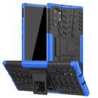 For Galaxy Note 10 Plus Tire Texture TPU + PC Shockproof Case with Holder(Blue) - 1