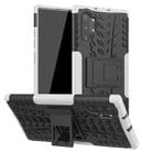 For Galaxy Note 10 Plus Tire Texture TPU + PC Shockproof Case with Holder(White) - 1