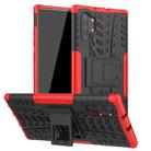 For Galaxy Note 10 Plus Tire Texture TPU + PC Shockproof Case with Holder(Red) - 1