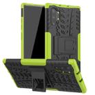 For Galaxy Note 10 Plus Tire Texture TPU + PC Shockproof Case with Holder(Green) - 1