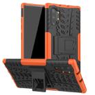 For Galaxy Note 10 Plus Tire Texture TPU + PC Shockproof Case with Holder(Orange) - 1