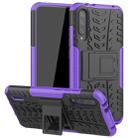 For Xiaomi Mi CC9e Tire Texture TPU + PC Shockproof Case with Holder(Purple) - 1