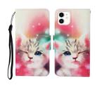 For iPhone 11 Painted Pattern Horizontal Flip Leathe Case(Cat) - 1