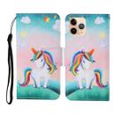 For iPhone 11 Pro Painted Pattern Horizontal Flip Leathe Case(Rainbow Unicorn) - 1