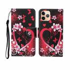 For iPhone 11 Pro Max Painted Pattern Horizontal Flip Leathe Case(Red Heart) - 1
