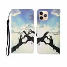 For iPhone 11 Pro Max Painted Pattern Horizontal Flip Leathe Case(Finger) - 1
