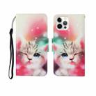 For iPhone 12/12 Pro Painted Pattern Horizontal Flip Leathe Case(Cat) - 1