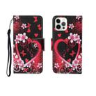 For iPhone 12/12 Pro Painted Pattern Horizontal Flip Leathe Case(Red Heart) - 1