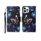 For iPhone 12/12 Pro Painted Pattern Horizontal Flip Leathe Case(Moon Butterfly) - 1