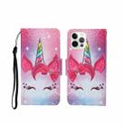 For iPhone 12/12 Pro Painted Pattern Horizontal Flip Leathe Case(Unicorn) - 1