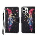 For iPhone 12 Pro Max Painted Pattern Horizontal Flip Leathe Case(Feather) - 1