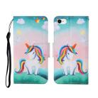 For iPhone SE (2020)/ 7 /8 Painted Pattern Horizontal Flip Leathe Case(Rainbow Unicorn) - 1