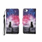 For iPhone SE (2020)/ 7 /8 Painted Pattern Horizontal Flip Leathe Case(Starry Cat) - 1