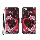 For iPhone SE (2020)/ 7 /8 Painted Pattern Horizontal Flip Leathe Case(Red Heart) - 1