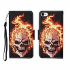 For iPhone SE (2020)/ 7 /8 Painted Pattern Horizontal Flip Leathe Case(Flame Skull) - 1