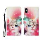 For iPhone X Painted Pattern Horizontal Flip Leathe Case(Cat) - 1