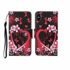 For iPhone X Painted Pattern Horizontal Flip Leathe Case(Red Heart) - 1