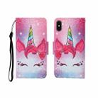 For iPhone X Painted Pattern Horizontal Flip Leathe Case(Unicorn) - 1