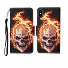 For iPhone X Painted Pattern Horizontal Flip Leathe Case(Flame Skull) - 1
