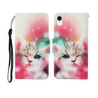 For iPhone XS Max Painted Pattern Horizontal Flip Leathe Case(Cat) - 1