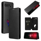 For Asus ROG Phone 5 Carbon Fiber Texture Horizontal Flip TPU + PC + PU Leather Case with Card Slot(Black) - 1