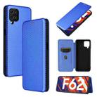 For Samsung Galaxy F62 Carbon Fiber Texture Horizontal Flip TPU + PC + PU Leather Case with Card Slot(Blue) - 1