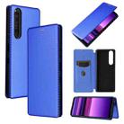 For Sony Xperia 1 III Carbon Fiber Texture Horizontal Flip TPU + PC + PU Leather Case with Card Slot(Blue) - 1
