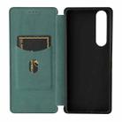 For Sony Xperia 1 III Carbon Fiber Texture Horizontal Flip TPU + PC + PU Leather Case with Card Slot(Green) - 2