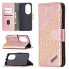 For Huawei P50 Pro Matching Color Crocodile Texture Horizontal Flip PU Leather Case with Wallet & Holder & Card Slots(Rose Gold) - 1