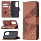 For Huawei P50 Matching Color Crocodile Texture Horizontal Flip PU Leather Case with Wallet & Holder & Card Slots(Brown) - 1