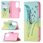 For Huawei P50 Colored Drawing Pattern Horizontal Flip Leather Case with Holder & Card Slots & Wallet(Feather) - 1