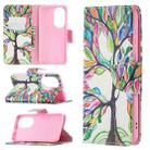 For Huawei P50 Colored Drawing Pattern Horizontal Flip Leather Case with Holder & Card Slots & Wallet(Life Tree) - 1