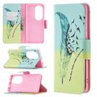 For Huawei P50 Pro Colored Drawing Pattern Horizontal Flip Leather Case with Holder & Card Slots & Wallet(Feather) - 1