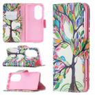 For Huawei P50 Pro Colored Drawing Pattern Horizontal Flip Leather Case with Holder & Card Slots & Wallet(Life Tree) - 1