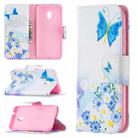 For Nokia C1 Plus Colored Drawing Pattern Horizontal Flip Leather Case with Holder & Card Slots & Wallet(Pansy) - 1