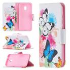 For Nokia C1 Plus Colored Drawing Pattern Horizontal Flip Leather Case with Holder & Card Slots & Wallet(Butterfly) - 1