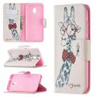 For Nokia C1 Plus Colored Drawing Pattern Horizontal Flip Leather Case with Holder & Card Slots & Wallet(Giraffe) - 1