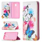 For Nokia C1 Plus Colored Drawing Pattern Invisible Magnetic Horizontal Flip PU Leather Case with Holder & Card Slots & Wallet(Two Butterflies) - 1