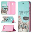 For Nokia C1 Plus Colored Drawing Pattern Invisible Magnetic Horizontal Flip PU Leather Case with Holder & Card Slots & Wallet(Cat) - 1