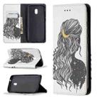 For Nokia C1 Plus Colored Drawing Pattern Invisible Magnetic Horizontal Flip PU Leather Case with Holder & Card Slots & Wallet(Girl) - 1