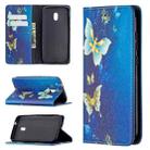 For Nokia C1 Plus Colored Drawing Pattern Invisible Magnetic Horizontal Flip PU Leather Case with Holder & Card Slots & Wallet(Gold Butterflies) - 1