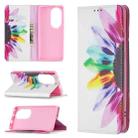For Huawei P50 Pro Colored Drawing Pattern Invisible Magnetic Horizontal Flip PU Leather Case with Holder & Card Slots & Wallet(Sun Flower) - 1