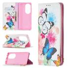 For Huawei P50 Pro Colored Drawing Pattern Invisible Magnetic Horizontal Flip PU Leather Case with Holder & Card Slots & Wallet(Two Butterflies) - 1